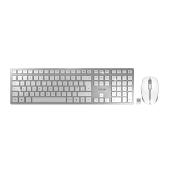 Cherry DW 9100 Slim bežična/BT tipkovnica + miš, AES-128 enkripcija, bijelo/siva