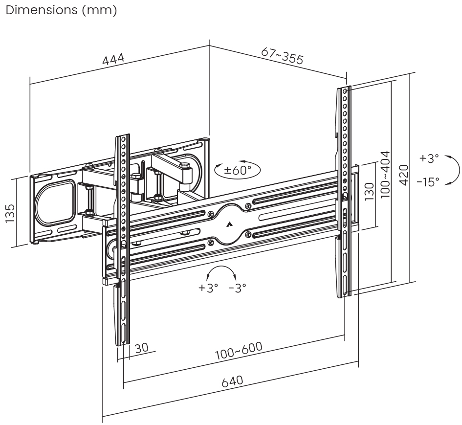 BIT FORCE izvlačno-okretni nosač za 13“- 80“ TV, do 40kg (SHIELD WM-80-FM)