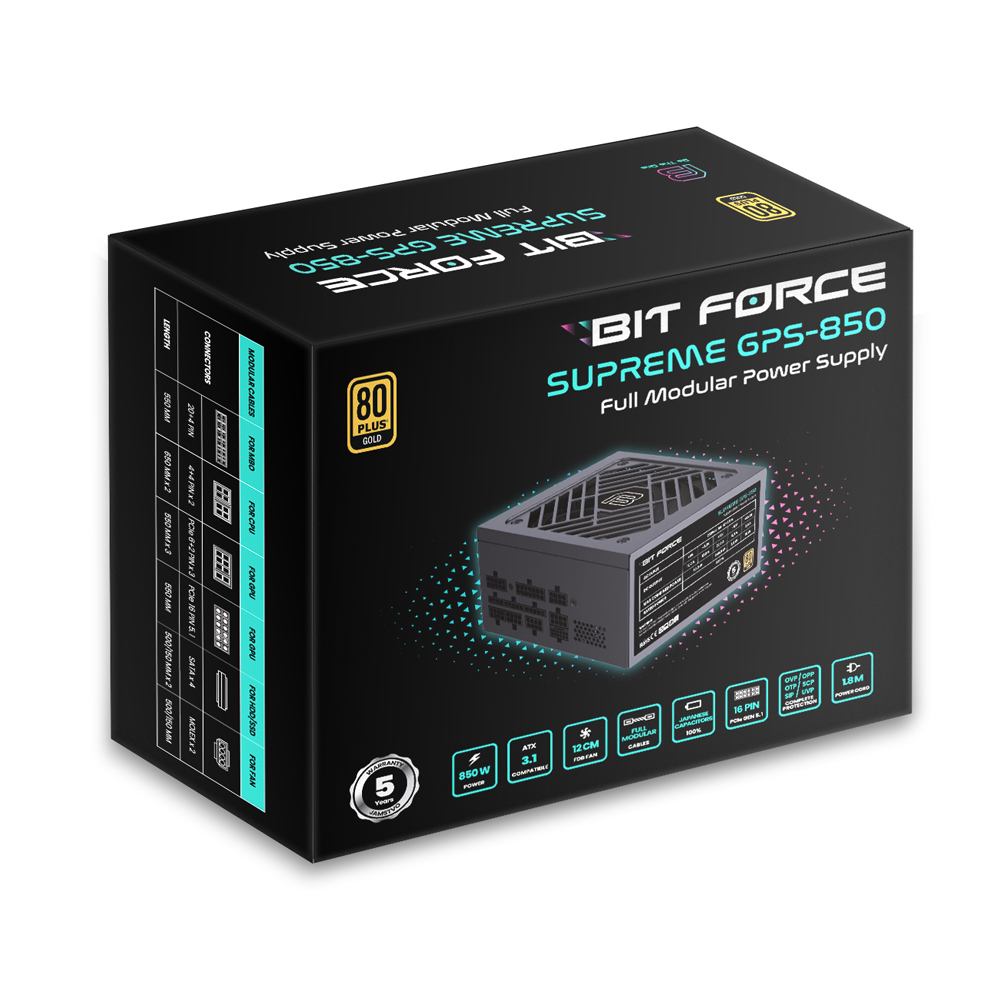 BIT FORCE napajanje 850W 80+ BRONZE FUSION BPS-850, modularno, ATX 3.1, PCI-E 5.1