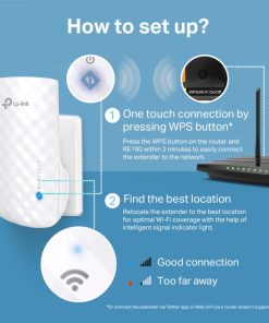 TP-Link AC750 bežični pojačivač dometa (Range Extender), Dual Band 433Mbps(5GHz)/300Mbps(2.4GHz), 802.11ac/a/b/g/n, 3× interna antena