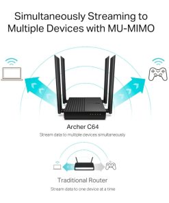 TP-Link AC1200 Archer C64 bežični usmjerivač (Dual-Band Gigabit Router) 400Mbps/867Mbps (2.4GHz/5GHz), 802.11a/b/g/n/ac, 1×G-WAN, 4×G-LAN, 4 antene