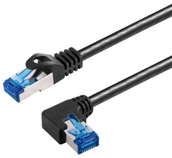 Transmedia Cat6A SFTP Patch Cable, RJ45 plug angled left, 3m