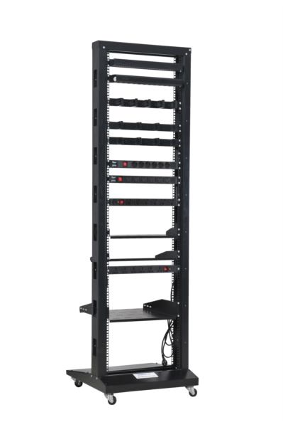 NaviaTec 19" 2 Post Open Frame Rack, 29U Black