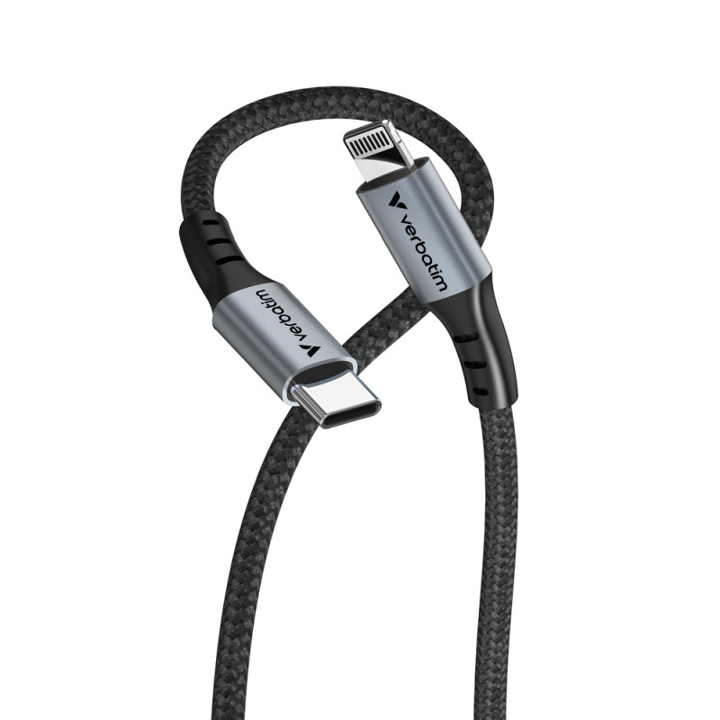Verbatim Sync & Charge kabel USB-C na Lightning, M/M, 60W PD3.0, crni,1.2m