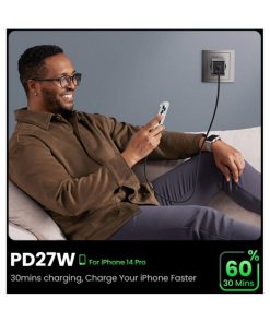 UGREEN Nexode Pro zidni punjač 65W, 2x USB-C, USB-A, USB-C kabel, GaN, sivi