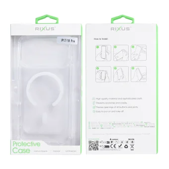 Rixus Anti-Burst Case With MagSafe Compatible For Apple iPhone 17 Pro, 18 Pro Transparent