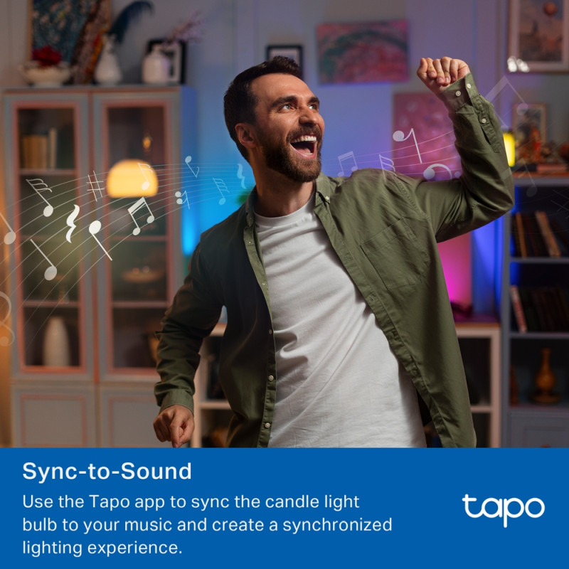 TP-Link Tapo Smart Wi-Fi višebojna žarulja E14, 8.6W, 470lm, 2500K - 6500K, glasovna kontrola (Amazon Alexa & Google Assistant)