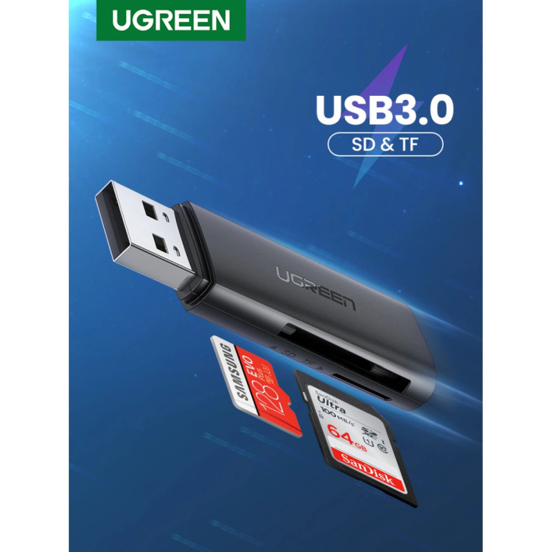 UGREEN čitač memorijskih kartica USB 3.0, TF/SD, crni