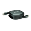 Roline USB 2.0 kabel, C-C, M/M, 60W, izvlačivi, crni, 1.2m