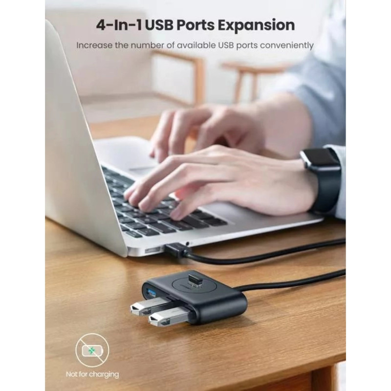 UGREEN 4-portni USB-A HUB, 4×USB-A 3.0, crni, 1.0m