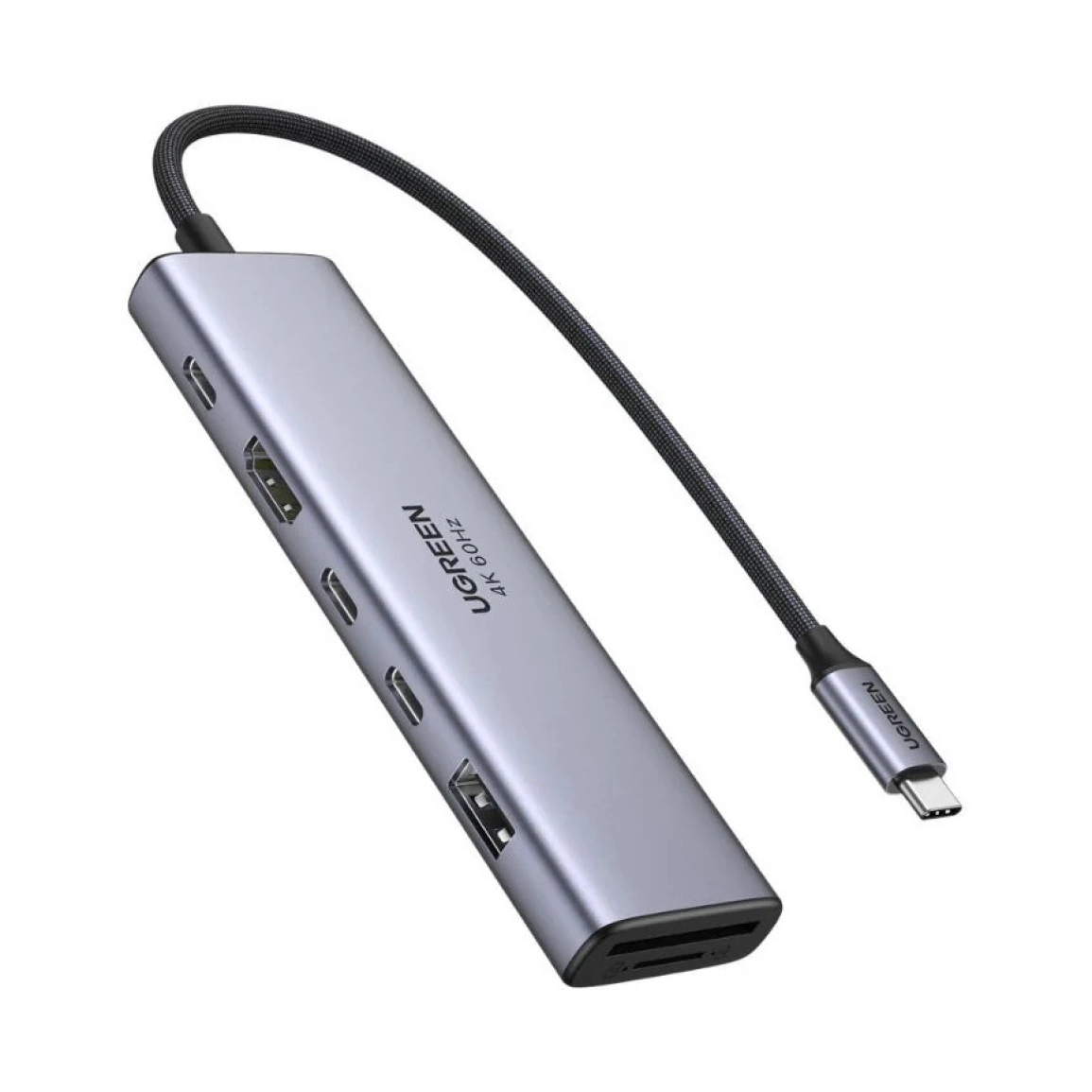 UGREEN 7-portni USB-C HUB na 1xUSB-A 3.2, 2xUSB-C 3.2, 1xSD/TF čitač memorijskih kartica, 1xUSB-C za napajanje, 1x HDMI, sivi
