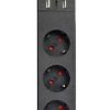 Gembird Smart power strip with USB charger, 4 sockets, black