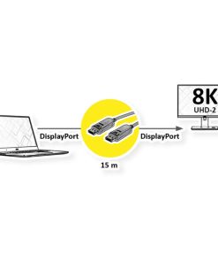 Roline VALUE DisplayPort kabel v1.4 (AOC), M/M, 20m, crni