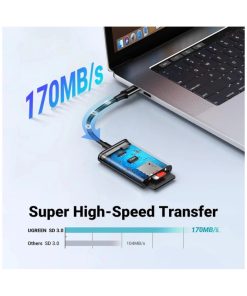 UGREEN čitač memorijskih kartica, TF/SD/MicroSD kartice, USB-C, 15cm, crni