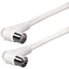 Transmedia IEC plug to IEC jack, Angled, 1,5m, White