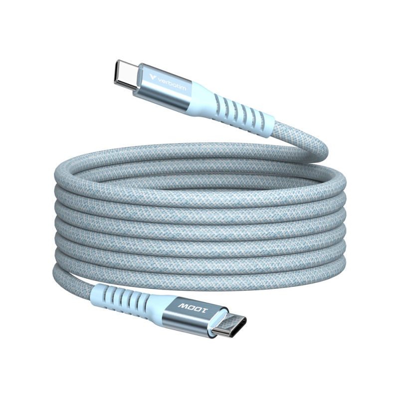 Verbatim Sync & Charge Magnetic kabel USB-C na USB-C, M/M, 100W PD3.0/QC3.0, plavi, 1.2m