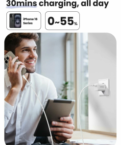 UGREEN zidni punjač 30W, USB-C, GaN, bijeli + USB-C kabel, 1m