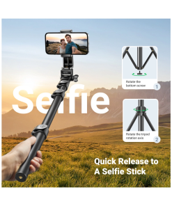 UGREEN Selfie stick 3u1 Tripod s bluetooth daljinskim do 7.2 incha, crni