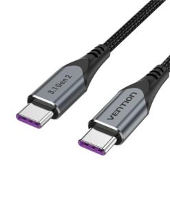 Vention USB 3.1 Gen2 C Male to C Male 5A Cable Gray Aluminum Alloy Type, 1m