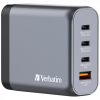 Verbatim GNC-140 GaN zidni punjač 140W, 4 priključka, 2×USB-C PD 140W / 1×USB-C PD 20W / 1×USB-A QC 3.0