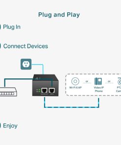 TP-Link PoE++ Injector Adapter, 1×Gbit PoE Port, 1×Gbit Non-PoE Port, 802.3at/af/bt, Data+Power po istom kablu do 100m, metalno kućište