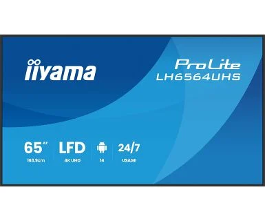 IIYAMA 65" LH6564UHS-B1AG 4K UHD (3840x2160) VA Signage 24/7, 500 cd/m2, 5000:1, Android OS 14, iiShare, iiControl, iiSignage2