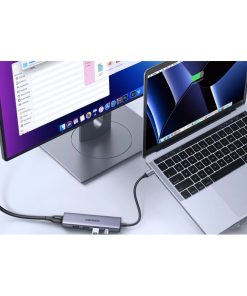 UGREEN 5-portni USB-C HUB 3x USB-A 3.2, 1xUSB-C PD, 1xHDMI 4K 30 fps, sivi