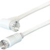 Transmedia F-plug straight - F-plug angled, white, 1,5 m