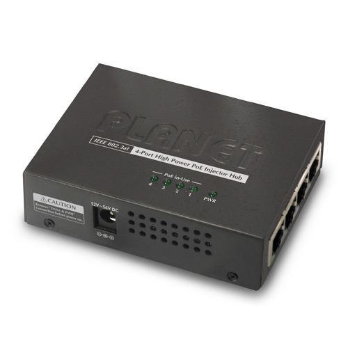 Planet 4-Port 802.3at High Power over Ethernet Injector Hub