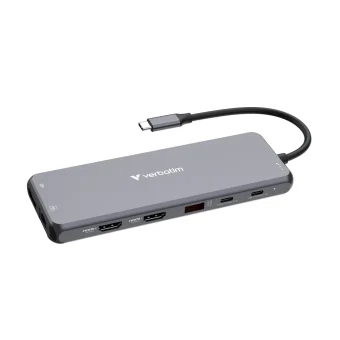 Verbatim USB-C Pro Multiport 13-port Hub, 2×HDMI, 1×DP, 1×RJ45, 3×USB-A 3.2 Gen1, 1×USB-A 3.2 Gen2, 2×USB-A 2.0, 1×Audio, 2×USB-C (PD 100W) CMH-13