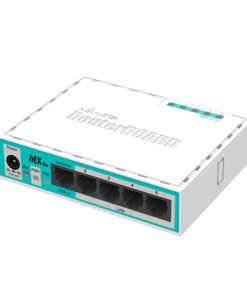 Mikrotik RB750r2 hEX lite, 850MHz CPU, 64MB RAM, 5×LAN, RouterOS L4, plastično kućište, PSU