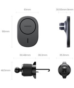 UGREEN MagSafe auto punjač/držač 15W, USB-C, magnetni, bežični/indukcijski, crni