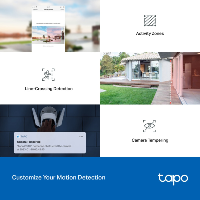 TP-Link Tapo C310 kamera UHD 3MP, H.264, Advanced Night Vision, microSD, dvosmjerni audio, detekcija pokreta, vodootporna IP66, Wi-Fi, Tapo app