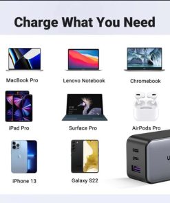 UGREEN GaN II Tech zidni punjač 65W, 1×USB-A/2×USB-C, PD3.0/QC4.0+, crni