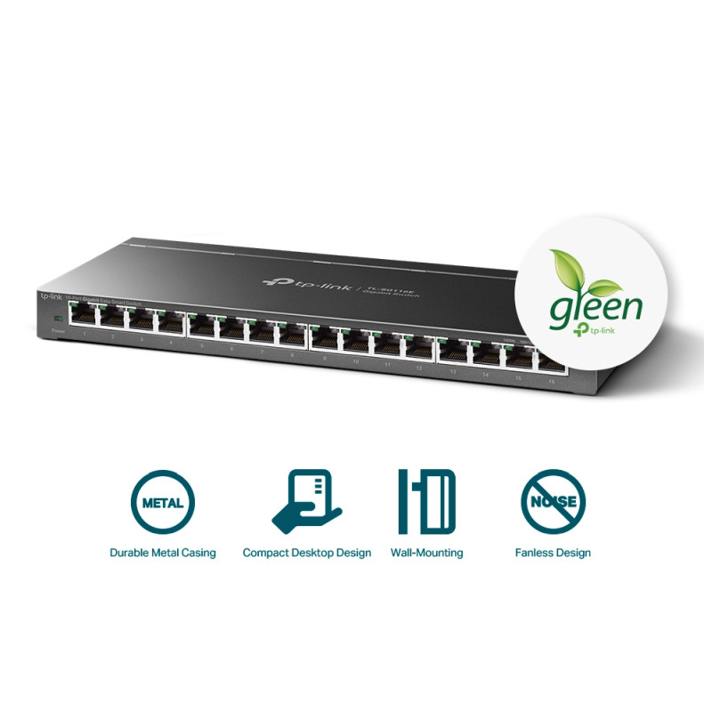 TP-Link 16-port Gigabit Easy Smart preklopnik (Switch), 16×10/100/1000M RJ45 ports, metalno kućište