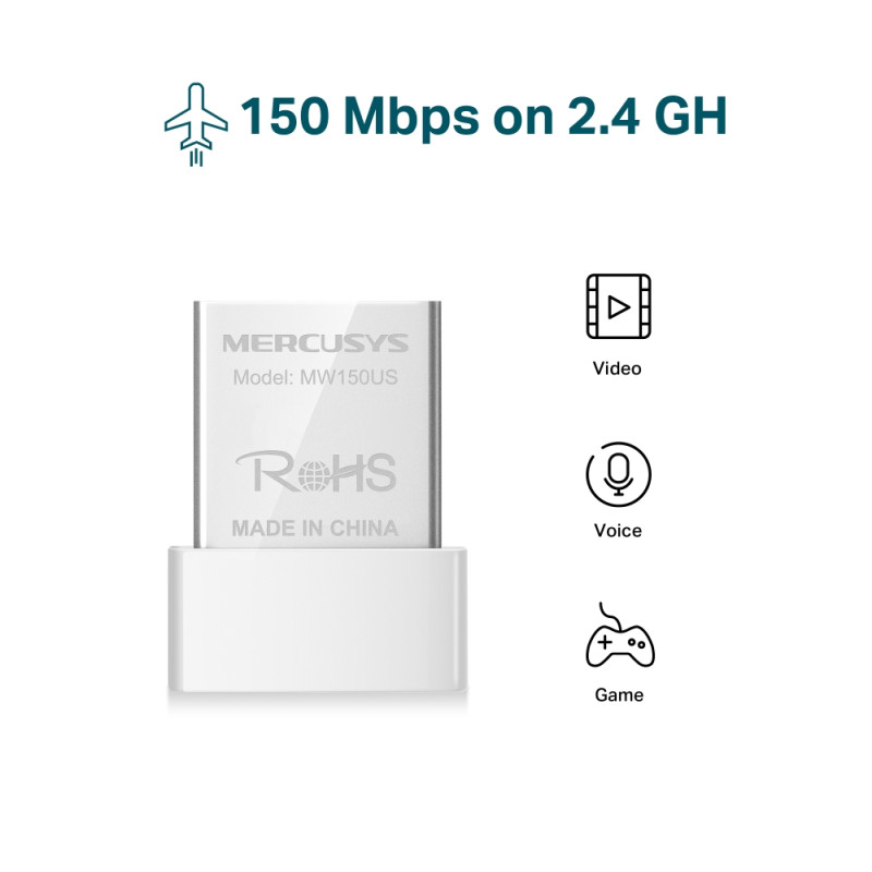 Mercusys MW150US bežični N USB Nano adapter 150Mbps (2.4GHz), 802.11n/g/b