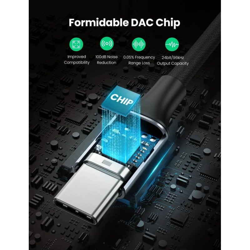 UGREEN adapter USB-C na 3.5mm, 10cm