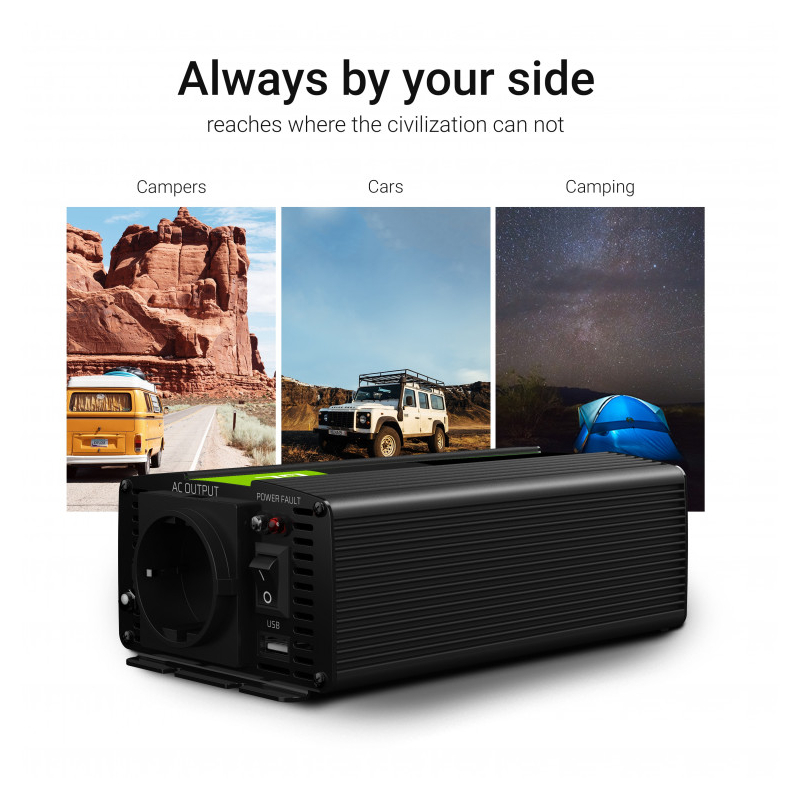 Green Cell strujni inverter 12V na 230V, 1000W/2000W Pure Sine Wave (INV09)