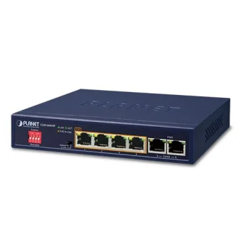 Planet 6-Port (4x 802.3at PoE Ports (55W) 2x GbE) Unmanaged Desktop PoE Switch