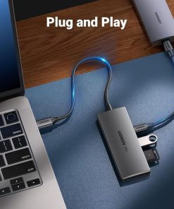 UGREEN 4-portni USB-C HUB 2xUSB-A, 2xUSB-C, 10Gbps, sivi