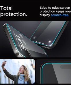 Spigen Glass tR EZ Fit, Transparency, zaštitno staklo za ekran telefona, 2 kom - iPhone 15 Pro (AGL06892)