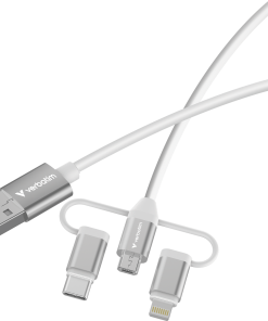 Verbatim Sync & Charge kabel 3-u-1 USB-A na Micro-B/USB-C/Lightning, M/M, 18W, bijeli, 1.0m