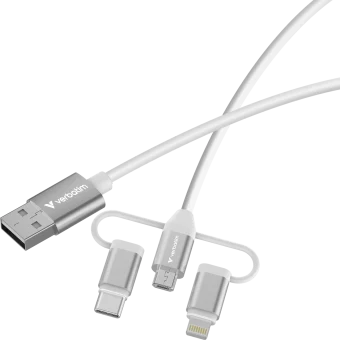 Verbatim Sync & Charge kabel 3-u-1 USB-A na Micro-B/USB-C/Lightning, M/M, 18W, bijeli, 1.0m