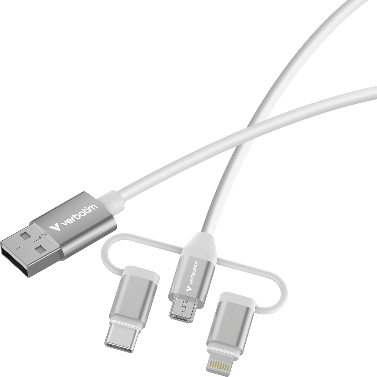 Verbatim Sync & Charge kabel 3-u-1 USB-A na Micro-B/USB-C/Lightning, M/M, 18W, bijeli, 1.0m