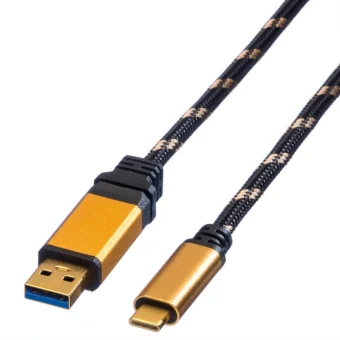 Roline GOLD USB3.1 Gen2 kabel TIP A-C M/M, 1.0m, crno/zlatni