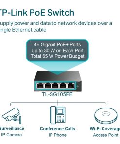 TP-Link 5-port Gigabit PoE Easy Smart preklopnik (Switch), 5×10/100/1000M RJ45, 4×PoE+, metalno kućište, 13" (65W)
