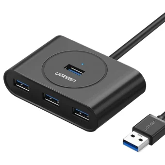UGREEN 4-portni USB-A HUB, 4×USB-A 3.0, crni, 1.0m