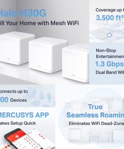 Mercusys Halo H30G(3-pack) AC1300 Whole-Home Mesh Wi-Fi, Dual-Band 400Mbps/867Mbps (2.4GHz/5GHz), 802.11 a/b/g/n/ac, 2×G-LAN