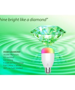 WOOX WiFi Smart LED RGB+CCT žarulja E27, 6W, 500lm, 2700K-6500K dimabilna, WooxHome app, glasovna kontrola - Alexa & Google Assistant (R5085)
