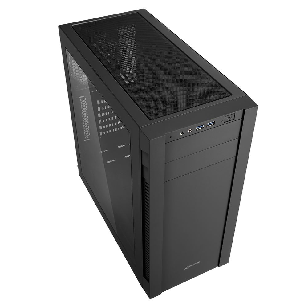 Sharkoon S25-W Midi Tower ATX kućište, prozirna bočna stranica, bez napajanja, plavi LED, crno